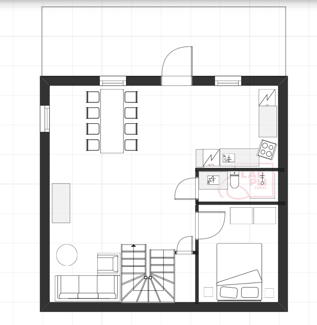 Villa Hiekkaranta downstears floor plan