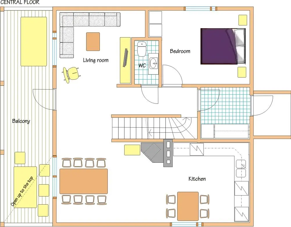 Villa Rantakallio cottage middle floor plan