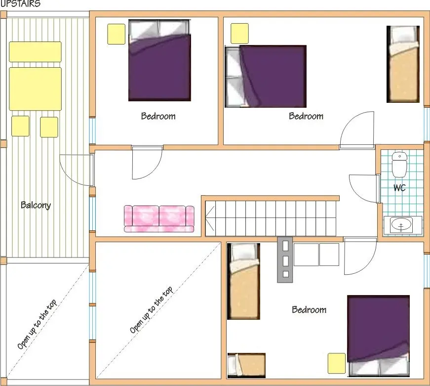 Villa Rantakallio cottage upstears floor plan